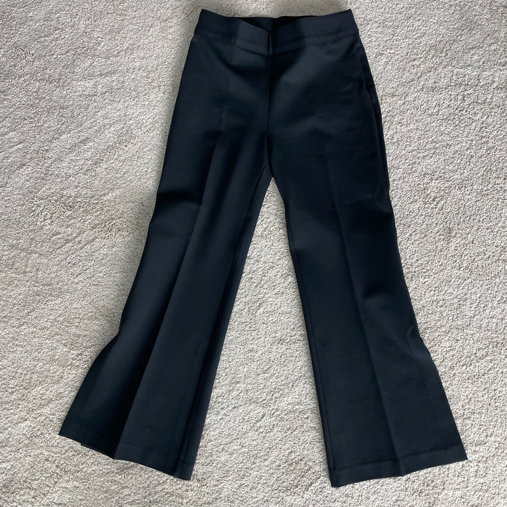 SPANX High Waisted Perfect Pants Flare Side Slit Black Ponte Knit Sz Medium